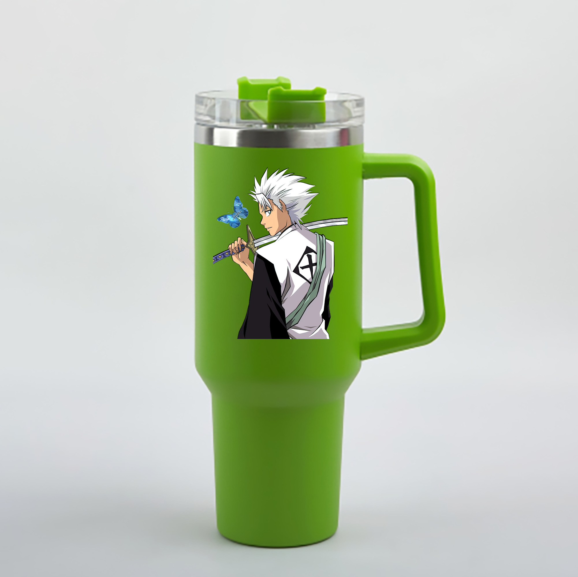 （画像用） ブリーチ 日番谷冬獅郎（ひつがや とうしろう） BLEACH Hitsugaya Toushirou 1200mL車用タンブラー - クリスタルステッカー（プラスチックストロー付き）